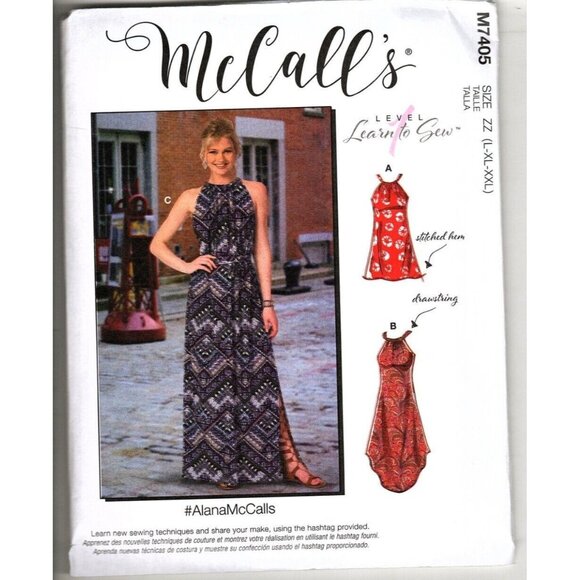 McCall's M7405 Misses L to XXL Learn to Sew Easy Dress Uncut Sewing Pattern - Picture 1 of 2